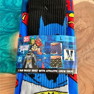 DC Comics Blue and Black Boxer Briefs with Socks Set